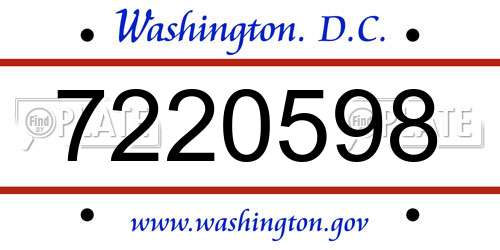 7220598 District Of Columbia License Plate