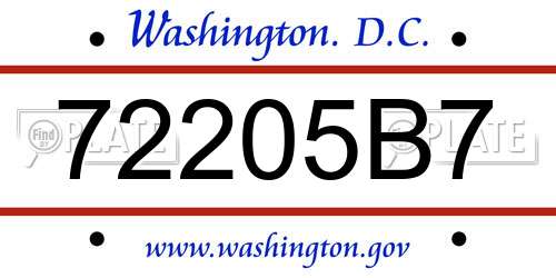 72205B7 District Of Columbia License Plate