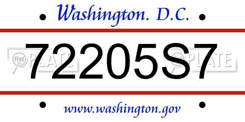 72205S7 District Of Columbia License Plate
