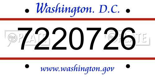 7220726 District Of Columbia License Plate