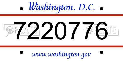 7220776 District Of Columbia License Plate