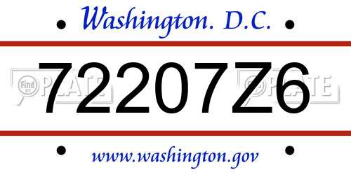 72207Z6 District Of Columbia License Plate