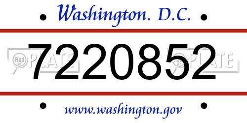 7220852 District Of Columbia License Plate