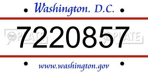 7220857 District Of Columbia License Plate