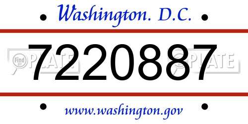 7220887 District Of Columbia License Plate