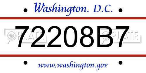 72208B7 District Of Columbia License Plate