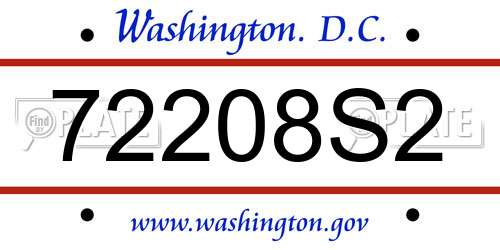 72208S2 District Of Columbia License Plate
