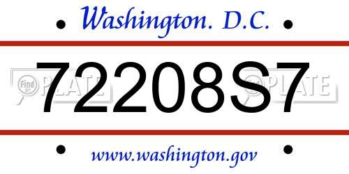 72208S7 District Of Columbia License Plate