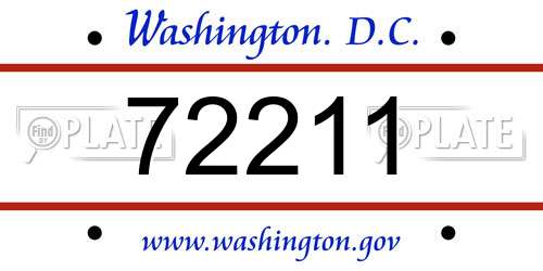 72211 District Of Columbia License Plate