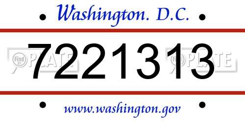 7221313 District Of Columbia License Plate