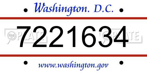 7221634 District Of Columbia License Plate