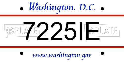 7225IE District Of Columbia License Plate