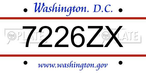 7226ZX District Of Columbia License Plate