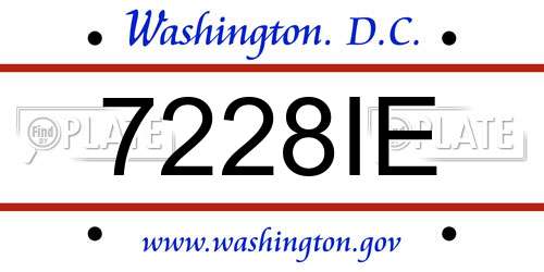 7228IE District Of Columbia License Plate