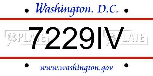 7229IV District Of Columbia License Plate