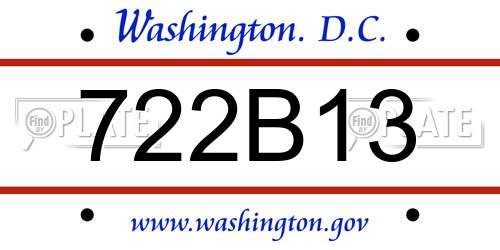 722B13 District Of Columbia License Plate