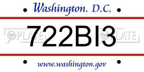 722BI3 District Of Columbia License Plate