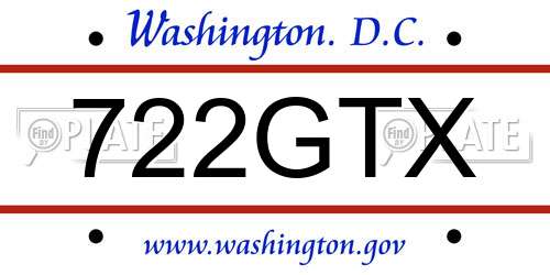 722GTX District Of Columbia License Plate