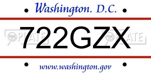 722GZX District Of Columbia License Plate