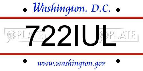 722IUL District Of Columbia License Plate