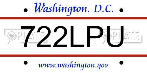 722LPU District Of Columbia License Plate