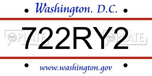 722RY2 District Of Columbia License Plate