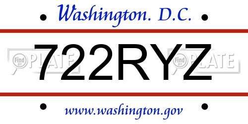 722RYZ District Of Columbia License Plate
