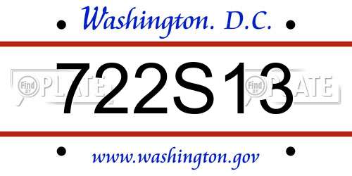 722S13 District Of Columbia License Plate
