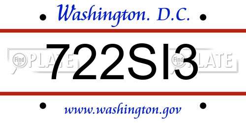 722SI3 District Of Columbia License Plate