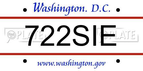 722SIE District Of Columbia License Plate