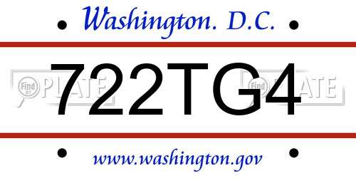 722TG4 District Of Columbia License Plate