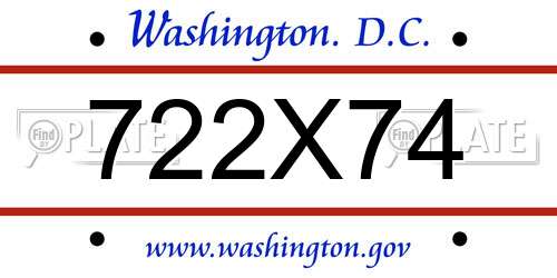 722X74 District Of Columbia License Plate