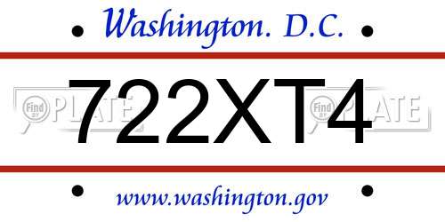 722XT4 District Of Columbia License Plate