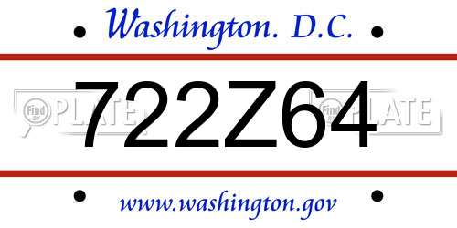 722Z64 District Of Columbia License Plate