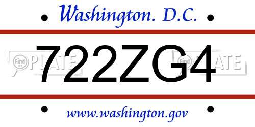 722ZG4 District Of Columbia License Plate