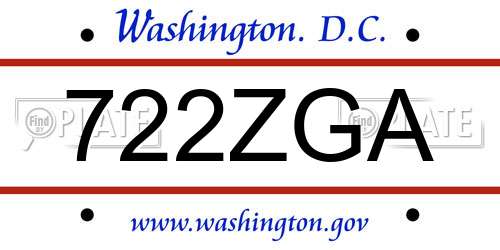 722ZGA District Of Columbia License Plate