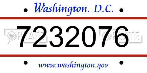 7232076 District Of Columbia License Plate