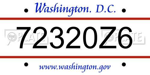72320Z6 District Of Columbia License Plate