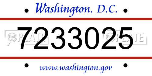 7233025 District Of Columbia License Plate