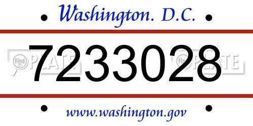 7233028 District Of Columbia License Plate