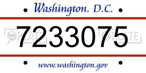 7233075 District Of Columbia License Plate