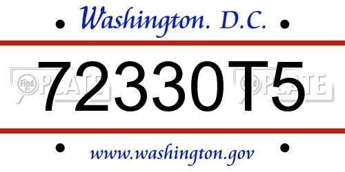72330T5 District Of Columbia License Plate