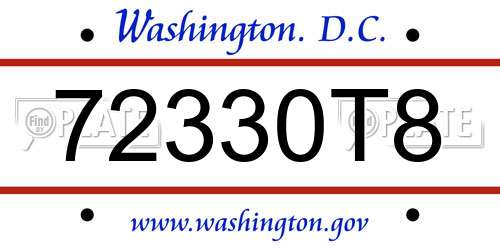 72330T8 District Of Columbia License Plate