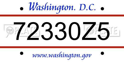 72330Z5 District Of Columbia License Plate