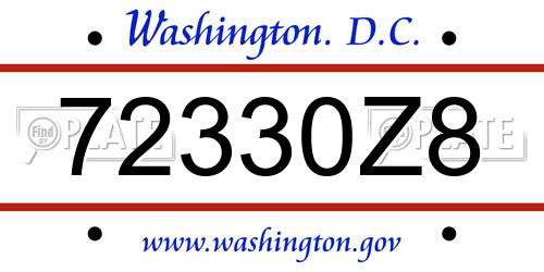 72330Z8 District Of Columbia License Plate