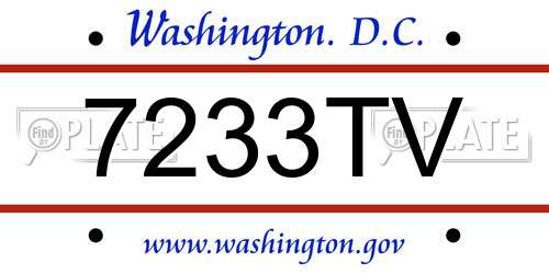 7233TV District Of Columbia License Plate