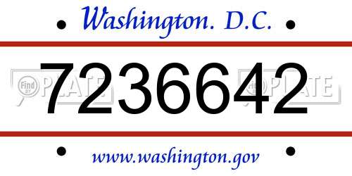 7236642 District Of Columbia License Plate