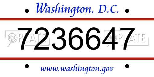 7236647 District Of Columbia License Plate