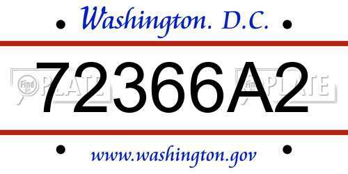 72366A2 District Of Columbia License Plate