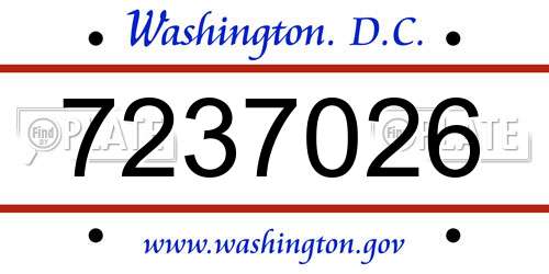 7237026 District Of Columbia License Plate
